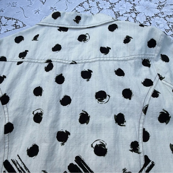 Erin London Women’s Black and White abstract print Women's Zip Jean Jacket XL - Picture 10 of 15